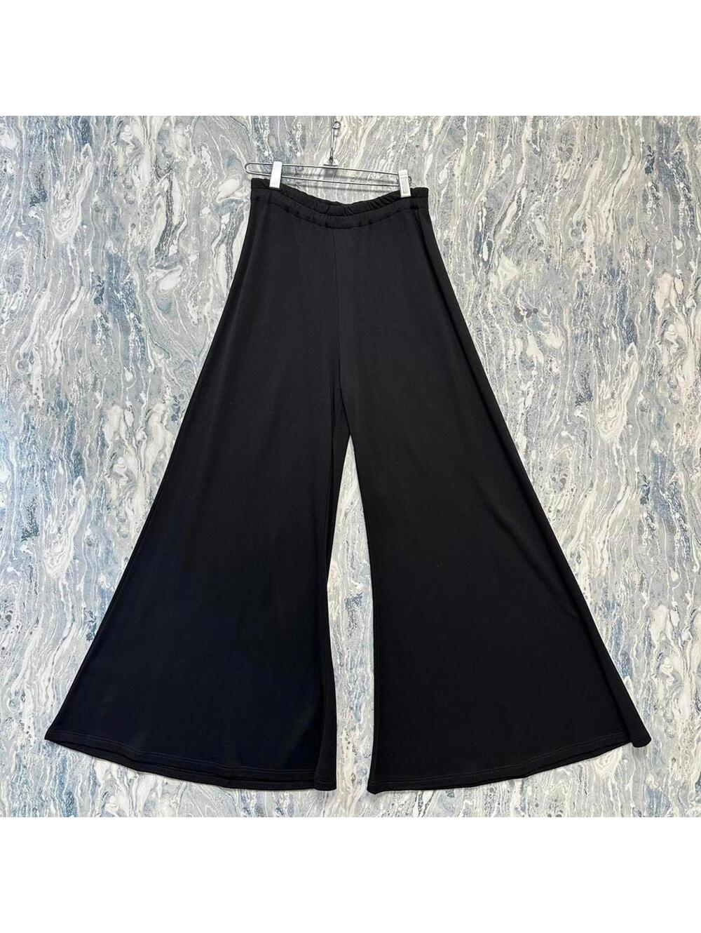 Boho Minimalist Lagenlook Indie black flare pants (1)